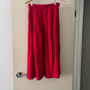 Red wool pleated skirt